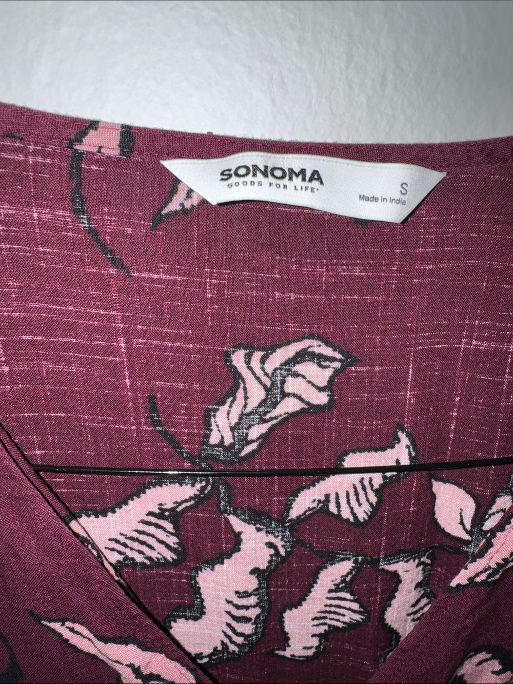 Sonoma Burgundy Floral Long-Sleeve Midi Dress with Pink Print - Picture 2 of 9